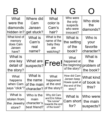 Cam Jansen BINGO Card