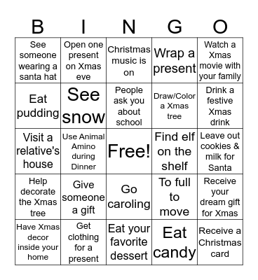 Christmas Bingo Card