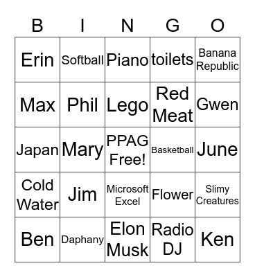 PPAG Bingo Card