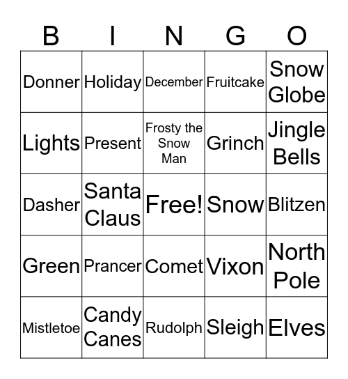 Christmas Bingo Card