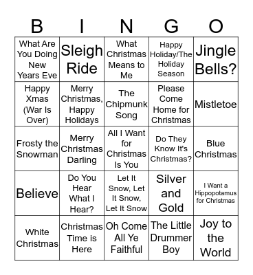 Christmas Bingo #1 Bingo Card