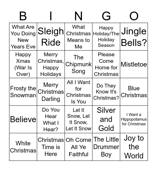 Christmas Bingo #1 Bingo Card