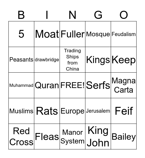 Medieval Times (Hazerstros) Bingo Card