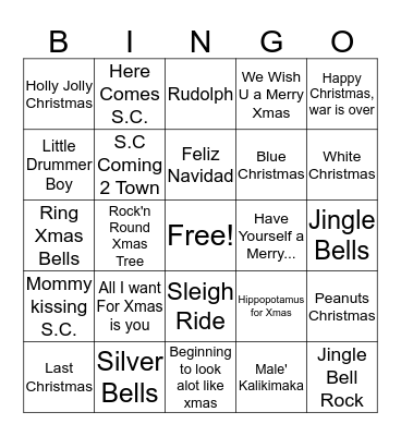 Byrd office Xmas Music Bingo 2.0 Bingo Card