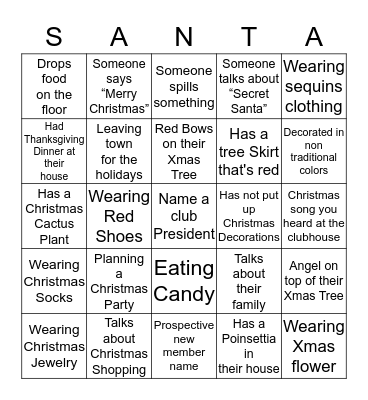 Christmas Bingo Card