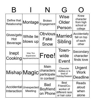 Hallmark Christmas Bingo Card