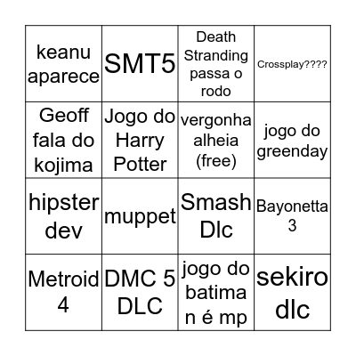 Game Awards 2019 Bingo Card