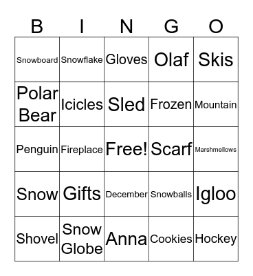 Winter Bingo Card