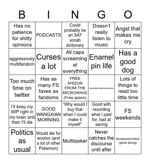 Beep boop Bingo Card