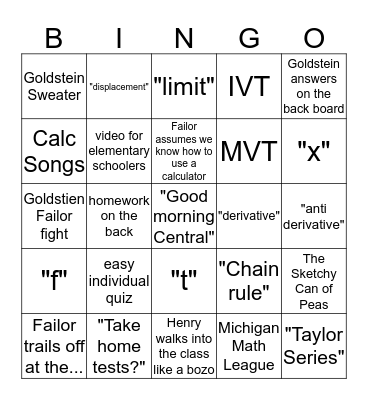 BC CALC BINGO! Bingo Card