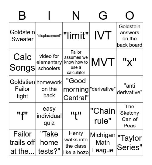 BC CALC BINGO! Bingo Card