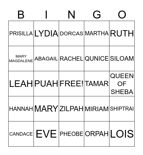 MOTHER'S & DAUGHTER'S Bingo Card