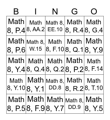 IXL Practice Bingo Card