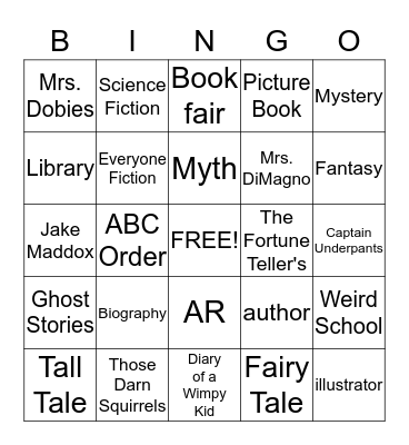 4th Grade Bingo Card