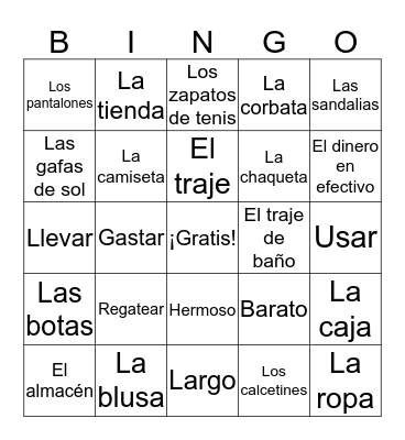 ¡De Compras! Bingo Card