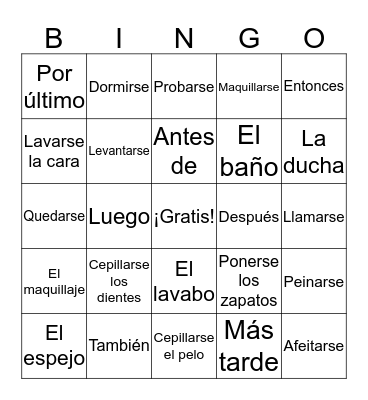 La Rutina Diaria Bingo Card