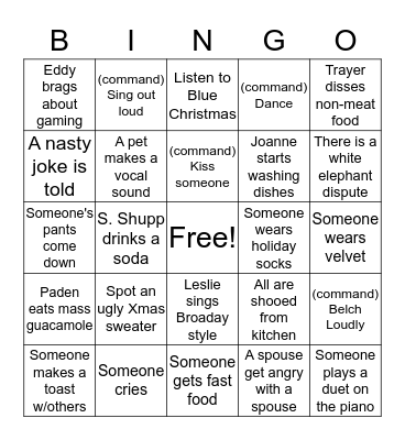 Holiday Bingo Card