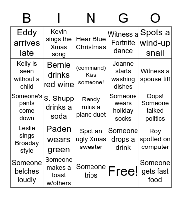 Holiday Bingo Card