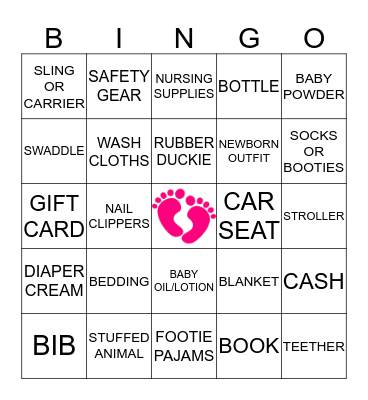 BABY SHOWER GIFT BINGO Card