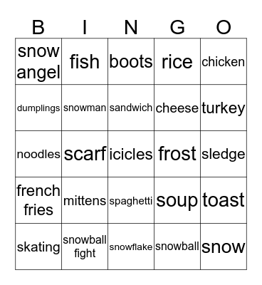 winter  Bingo Card