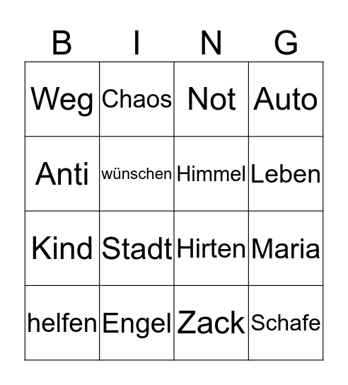 Predigtbingo Card