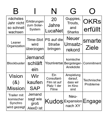 Jour Fixe Bingo Card