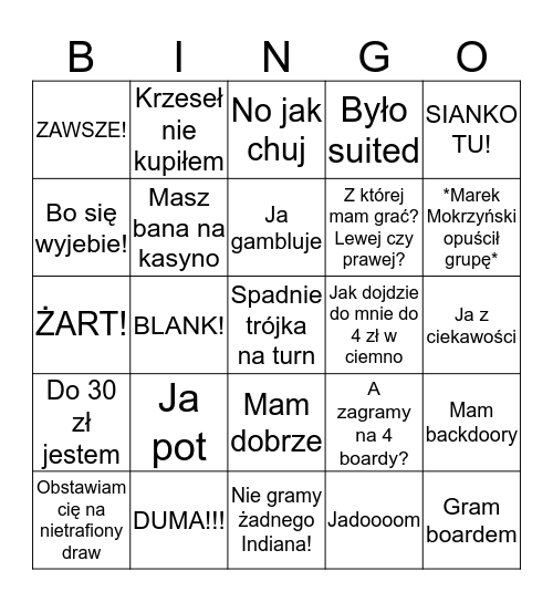 Marek Mokrzyński Bingo Card