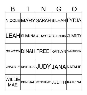 MOTHER'S & DAUGHTER'S Bingo Card