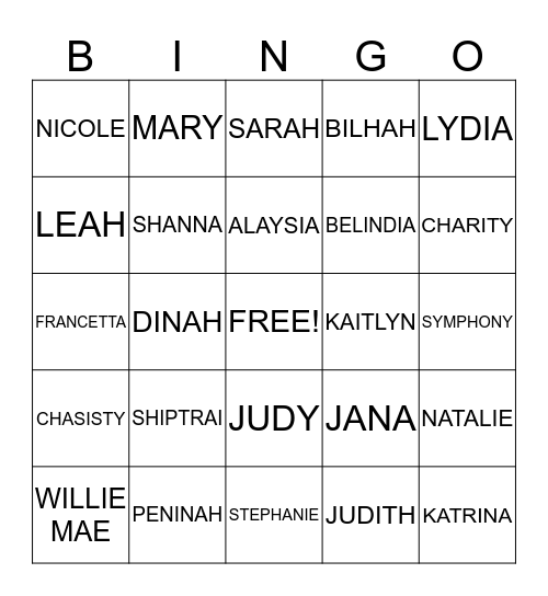 MOTHER'S & DAUGHTER'S Bingo Card