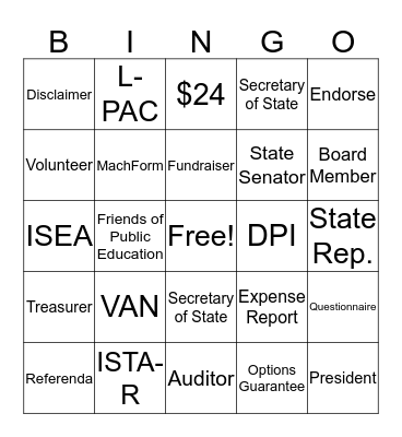 Political Action Bingo Card