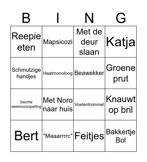 Yellow Way Bingo Bea-editie Bingo Card