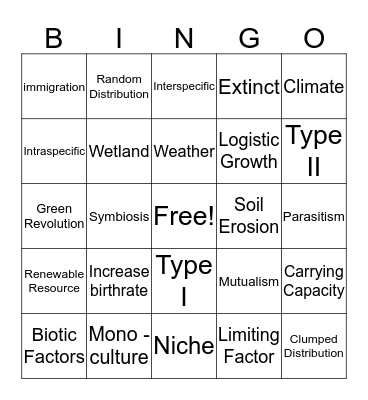 INTERDEPENDENCE Bingo Card