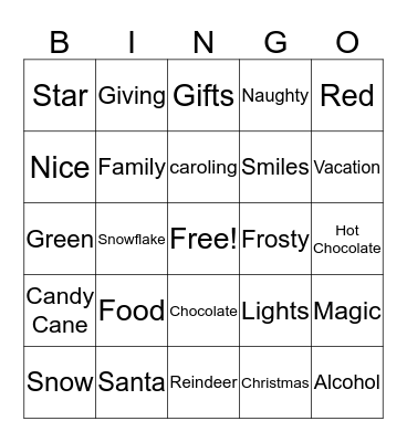 Holiday Bingo Card