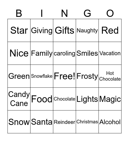 Holiday Bingo Card