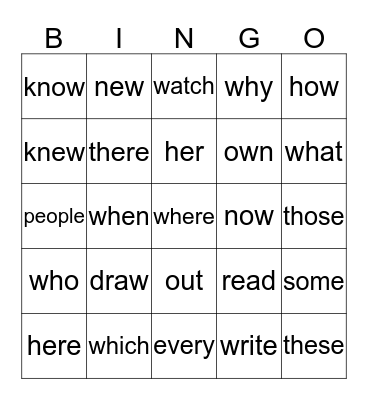 1st SW:  2nd Nine Weeks+ Bingo Card