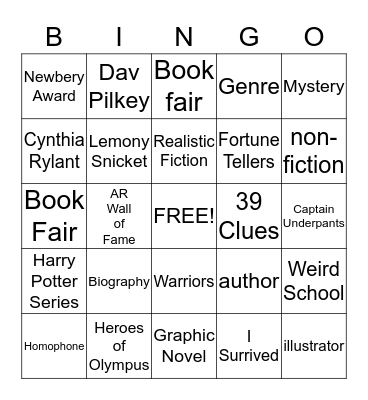 5th Grade Bingo Card