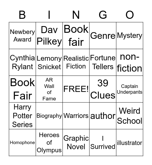5th Grade Bingo Card