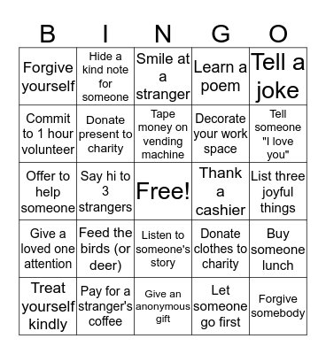 Advent Bingo Card