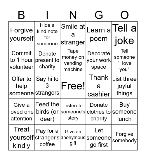 Advent Bingo Card