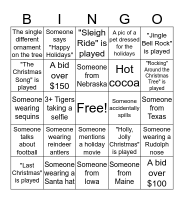 Fighting Tiger Bingo Card