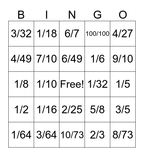 Compound Probability  Bingo Card