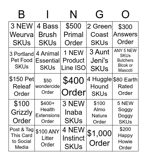 Gen Pet Bingo Card