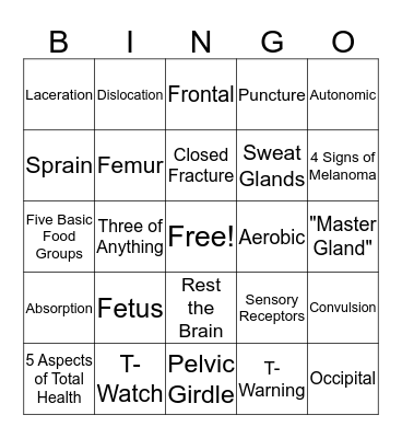 Final Exam  Bingo Card