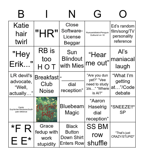 A Day in Row 2 Bingo Card