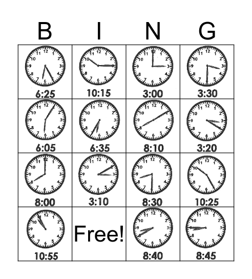 TIME UPON TIME Bingo Card