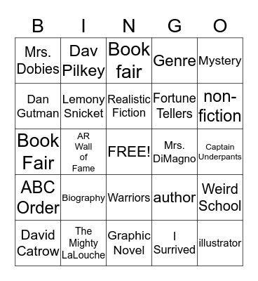 4th Grade Bingo Card
