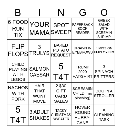JUICY CHRISTMAS BINGO Card