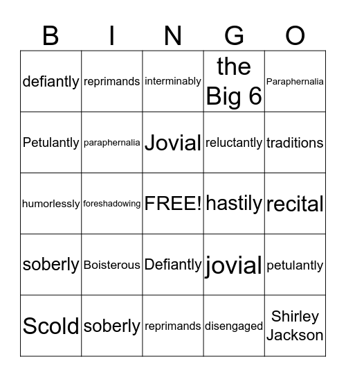 Lottery Bingo Card