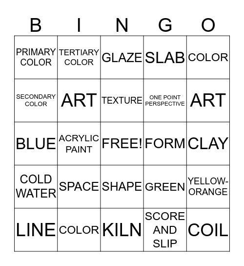 Art Bingo Card