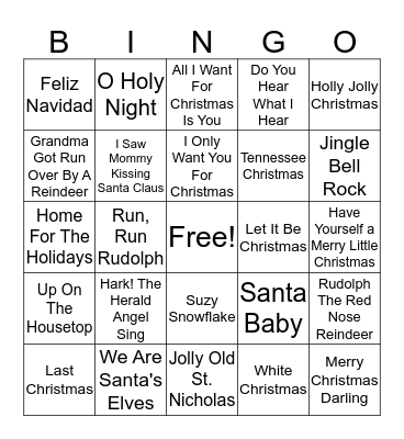 HOLIDAY SONGS Bingo Card